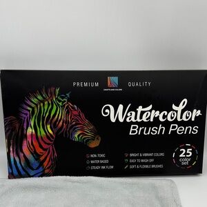 Watercolor Brush Pens by-Crafts & Colors 25-Multi Colors Small Canvas & Paper